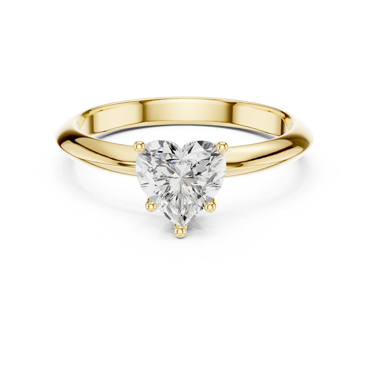 Heart-Cut Diamond Slim-Band Solitaire Ring in yellow gold, view 15
