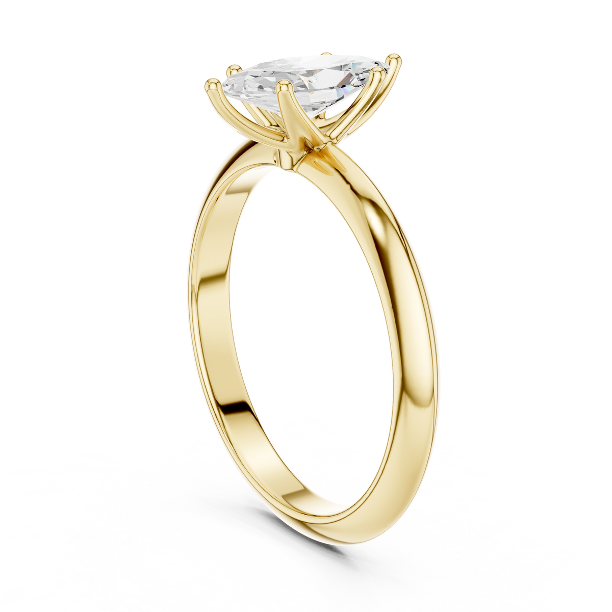 Solitairering met marquisegeslepen diamant in geelgoud — aanzicht 13