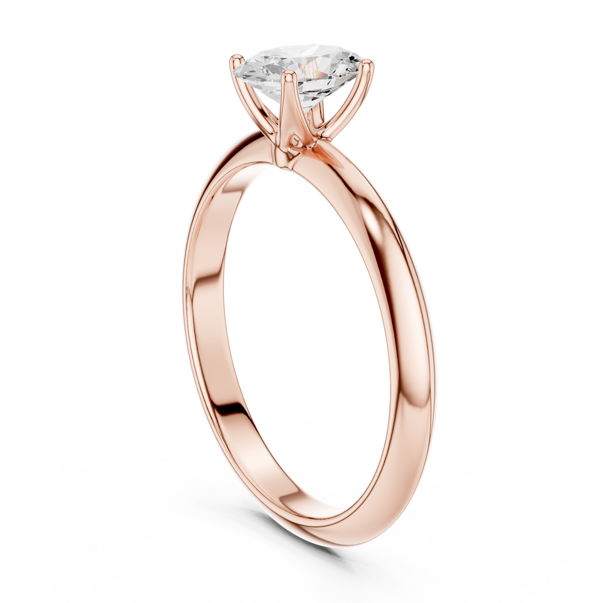 Oval Diamond Double-Band Solitaire Ring in rose gold, view 7