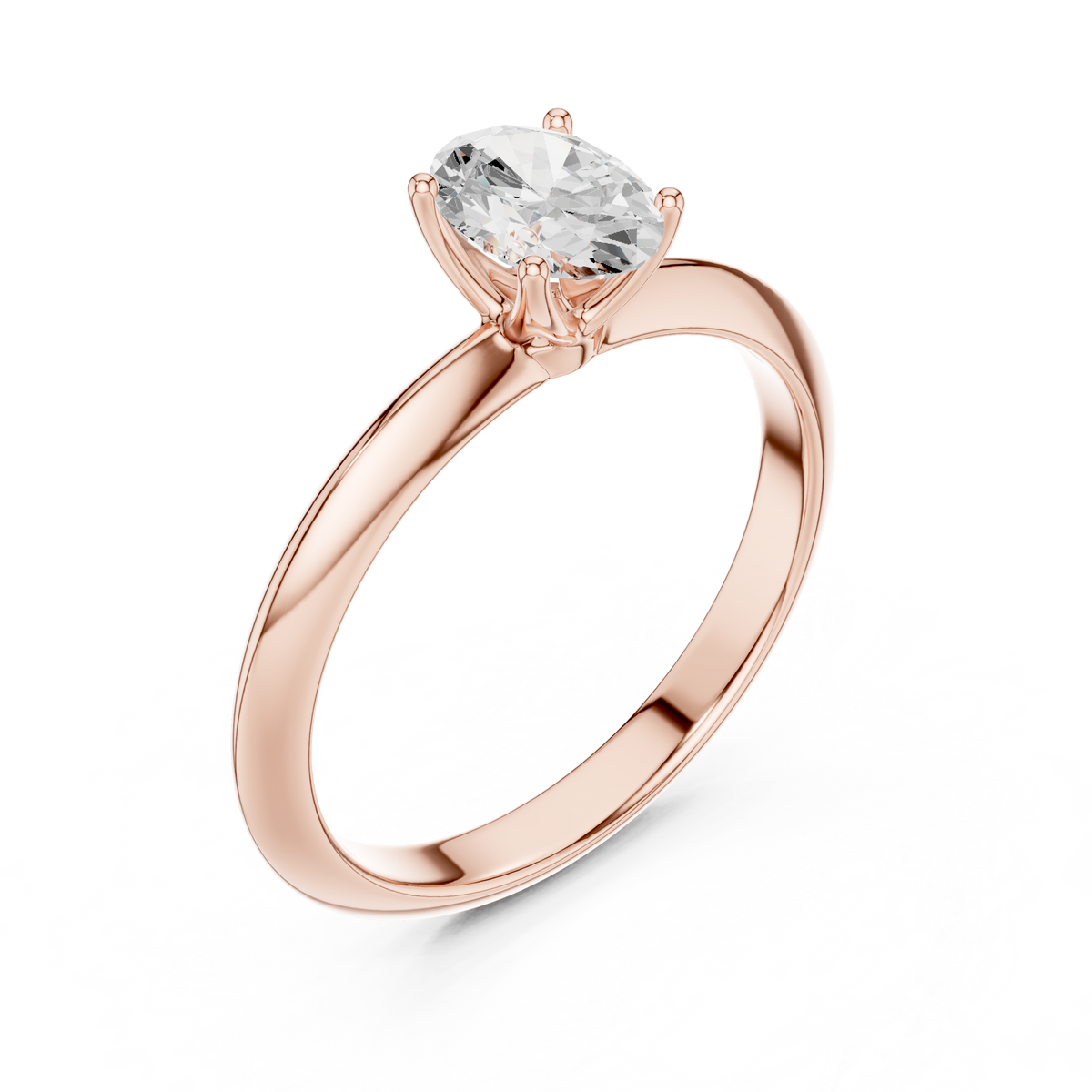 Oval Diamond Double-Band Solitaire Ring in rose gold, view 8