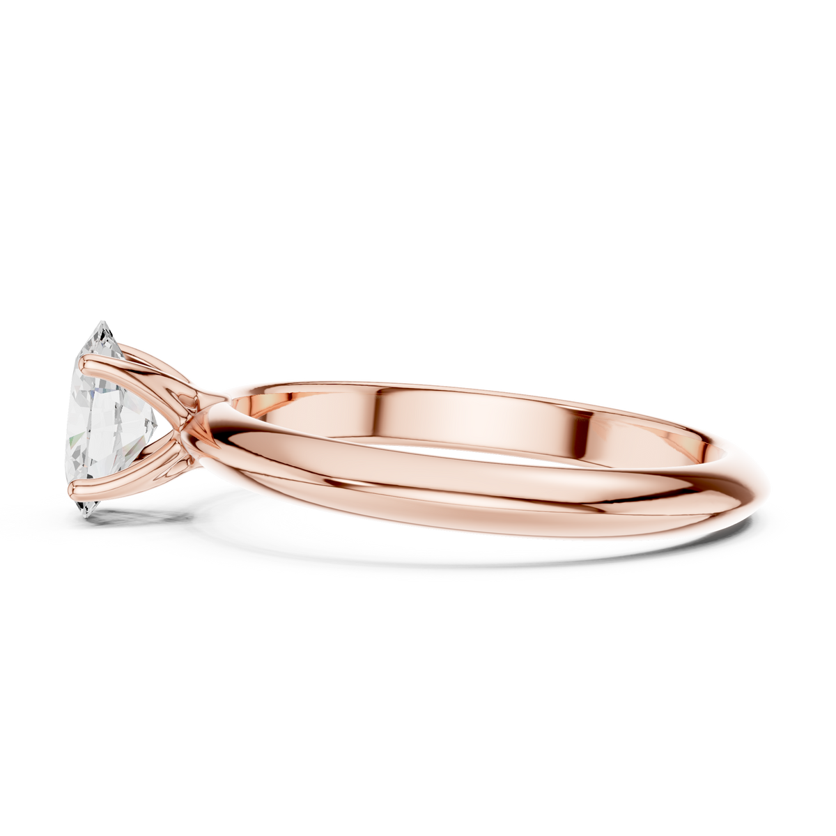 Oval Diamond Double-Band Solitaire Ring in rose gold, view 9