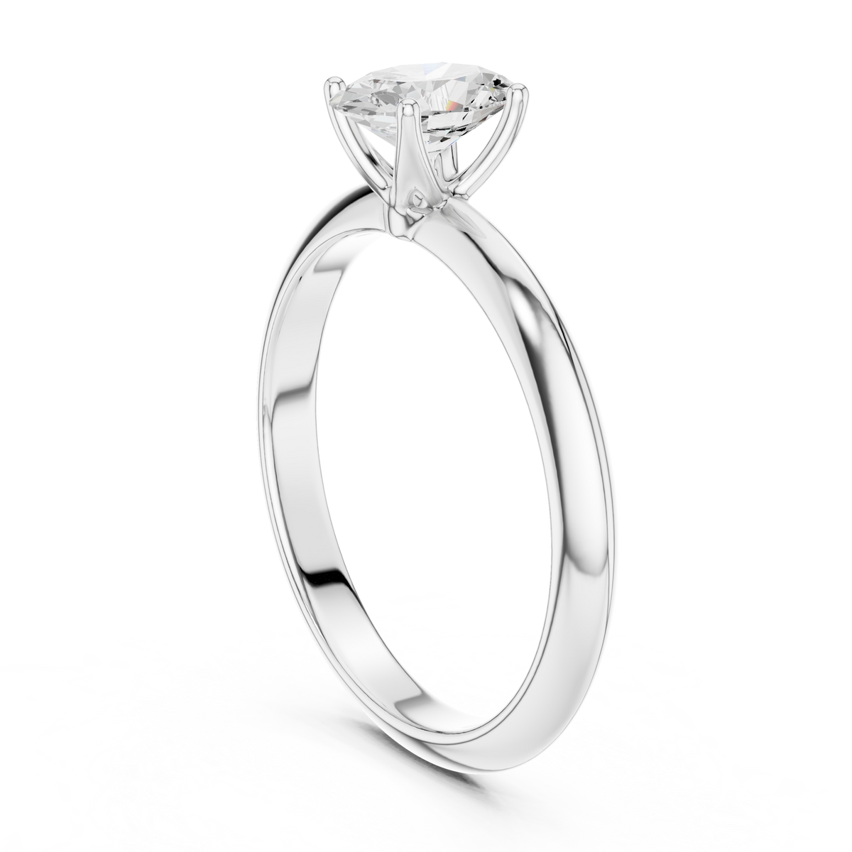 Oval Diamond Double-Band Solitaire Ring in white gold, view 10
