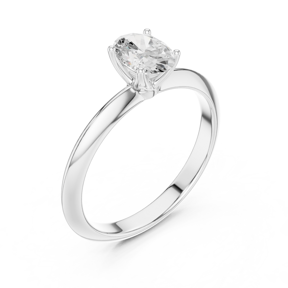 Oval Diamond Double-Band Solitaire Ring in white gold, view 11
