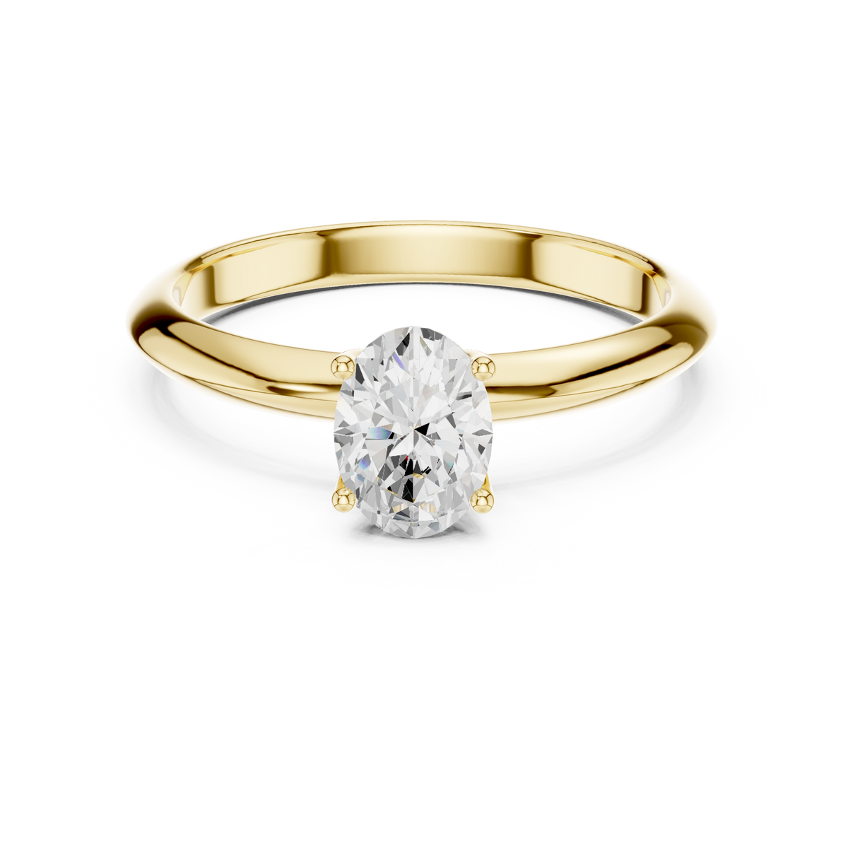 Oval Diamond Double-Band Solitaire Ring in yellow gold, view 1