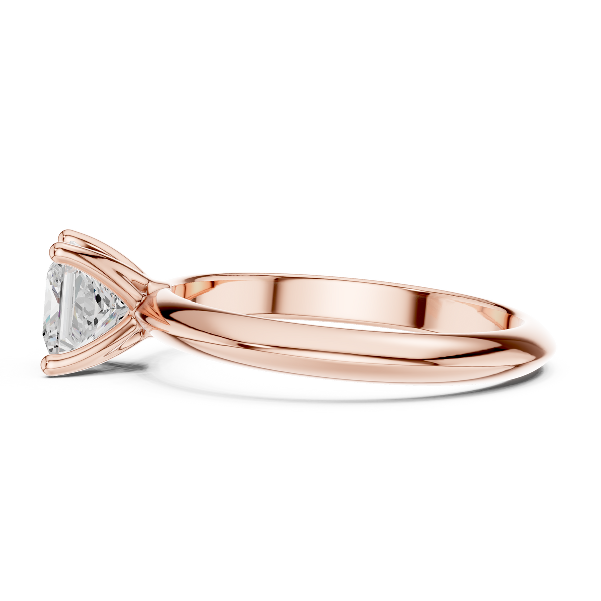 Princess-Cut Diamond Double-Band Solitaire Ring in rose gold, view 9