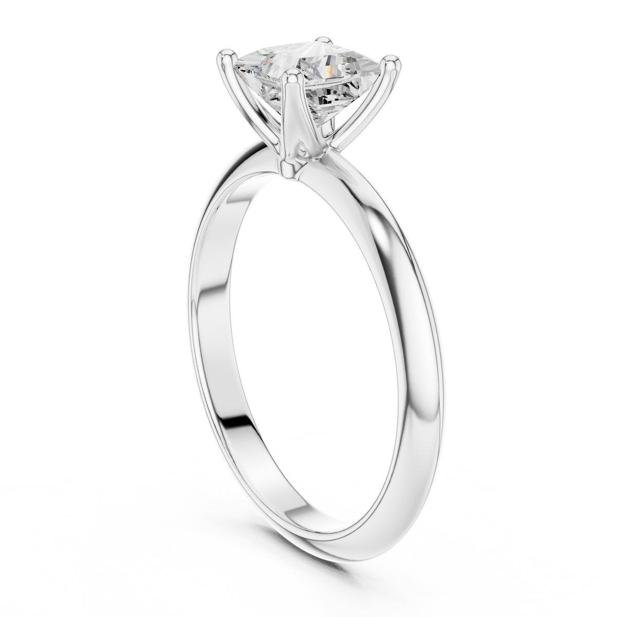 Princess-Cut Diamond Double-Band Solitaire Ring in white gold, view 11