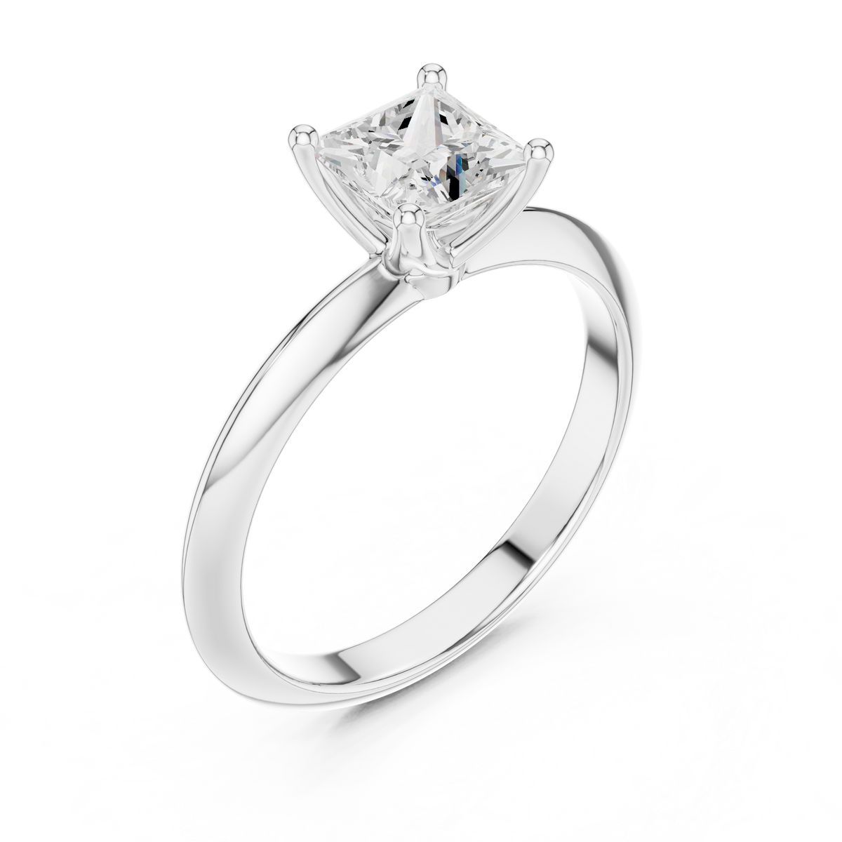 Princess-Cut Diamond Double-Band Solitaire Ring in white gold, view 12