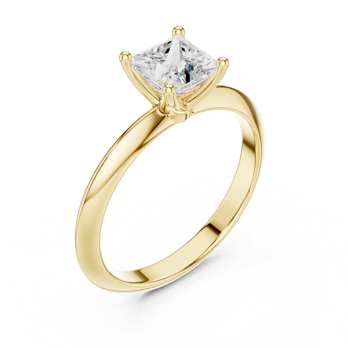 Princess-Cut Diamond Double-Band Solitaire Ring in yellow gold, view 15