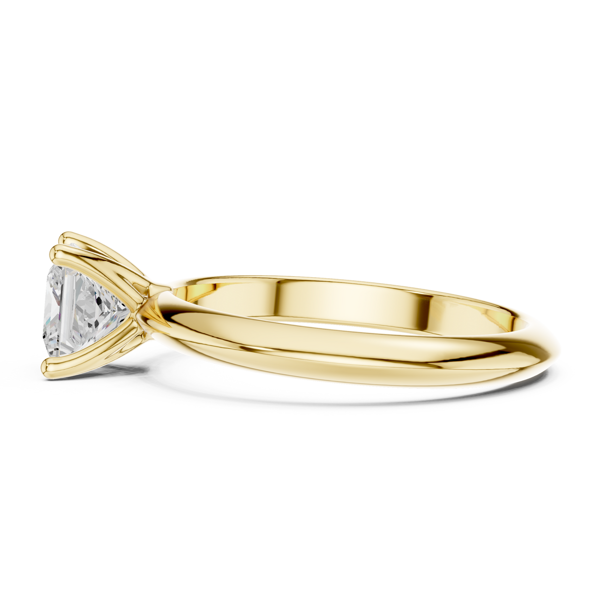 Princess-Cut Diamond Double-Band Solitaire Ring in yellow gold, view 13