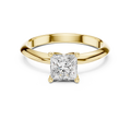 Princess-Cut Diamond Double-Band Solitaire Ring in yellow gold, view 1