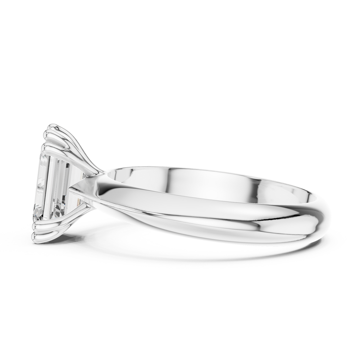 Solitairering met emeraldgeslepen diamant in witgoud — aanzicht 12