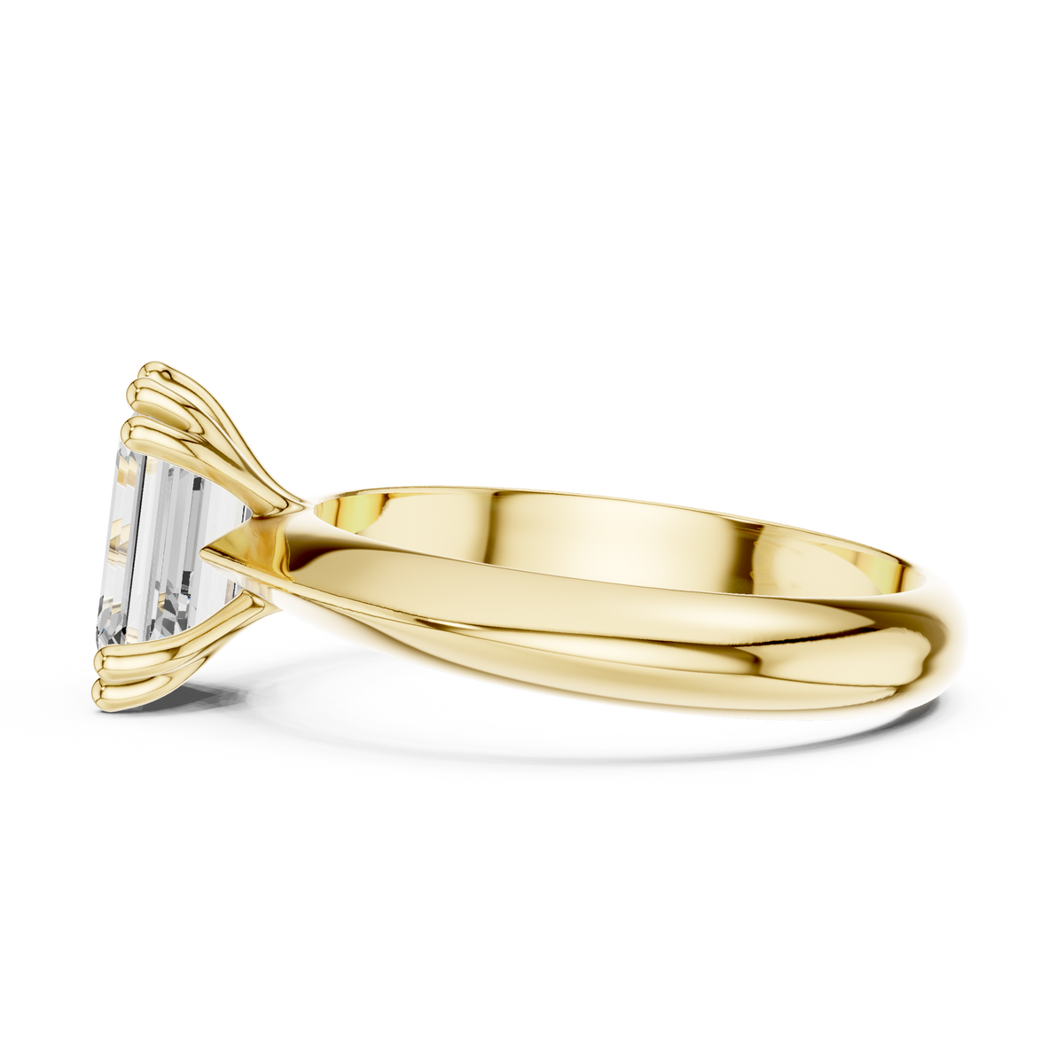 Solitairering met emeraldgeslepen diamant in geelgoud — aanzicht 15