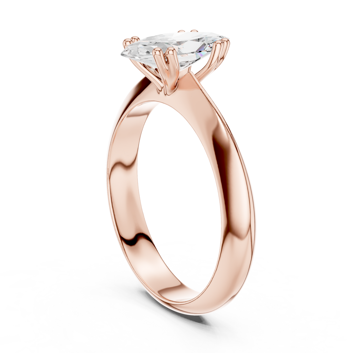 Marquise-Cut Diamond Fine-Band Solitaire Ring in rose gold, view 7