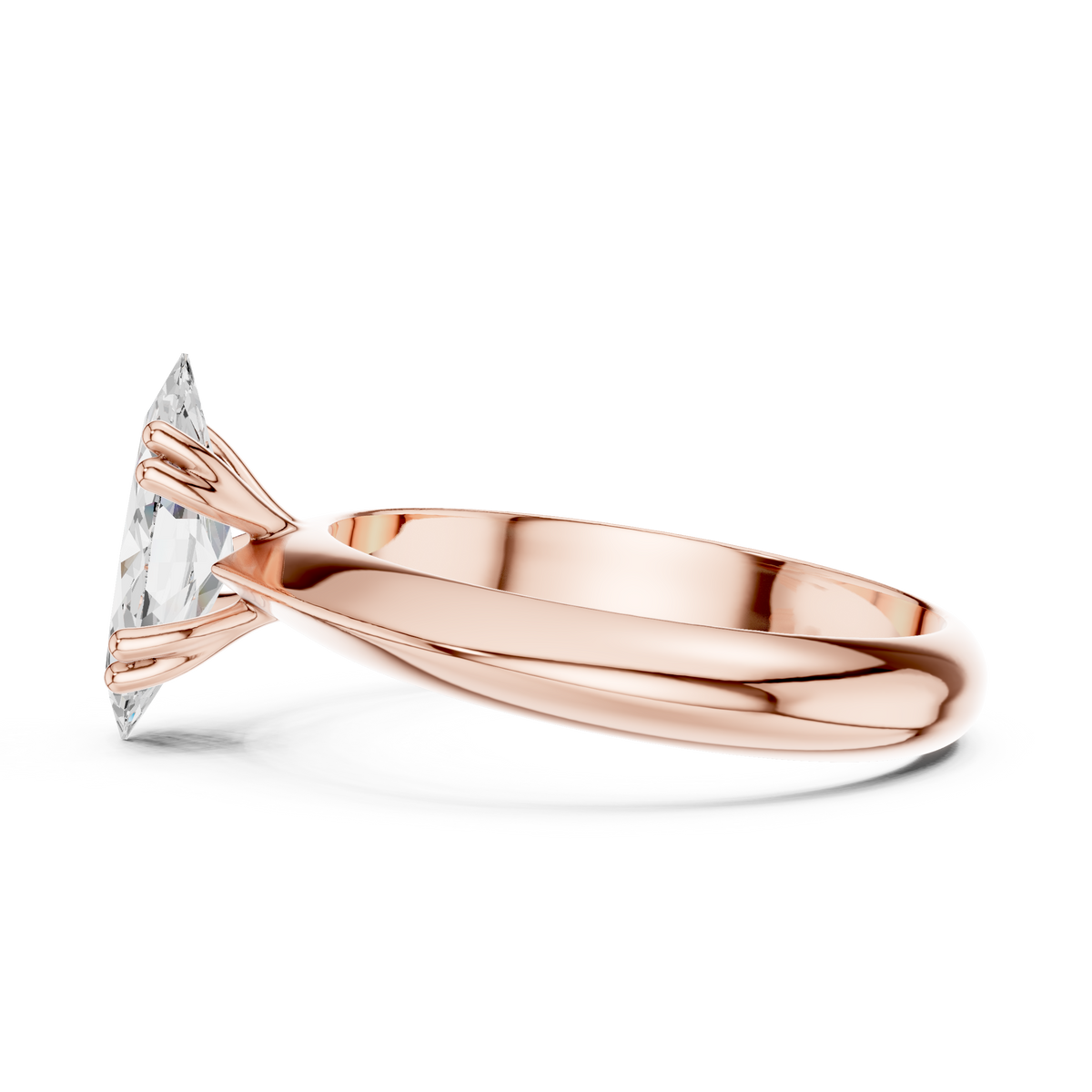 Marquise-Cut Diamond Fine-Band Solitaire Ring in rose gold, view 9
