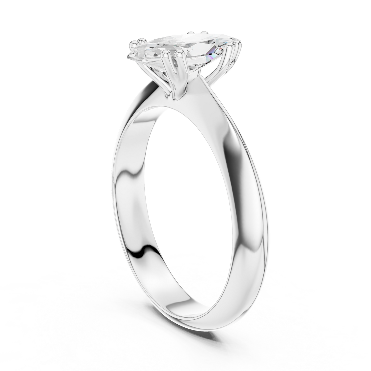 Marquise-Cut Diamond Fine-Band Solitaire Ring in white gold, view 10