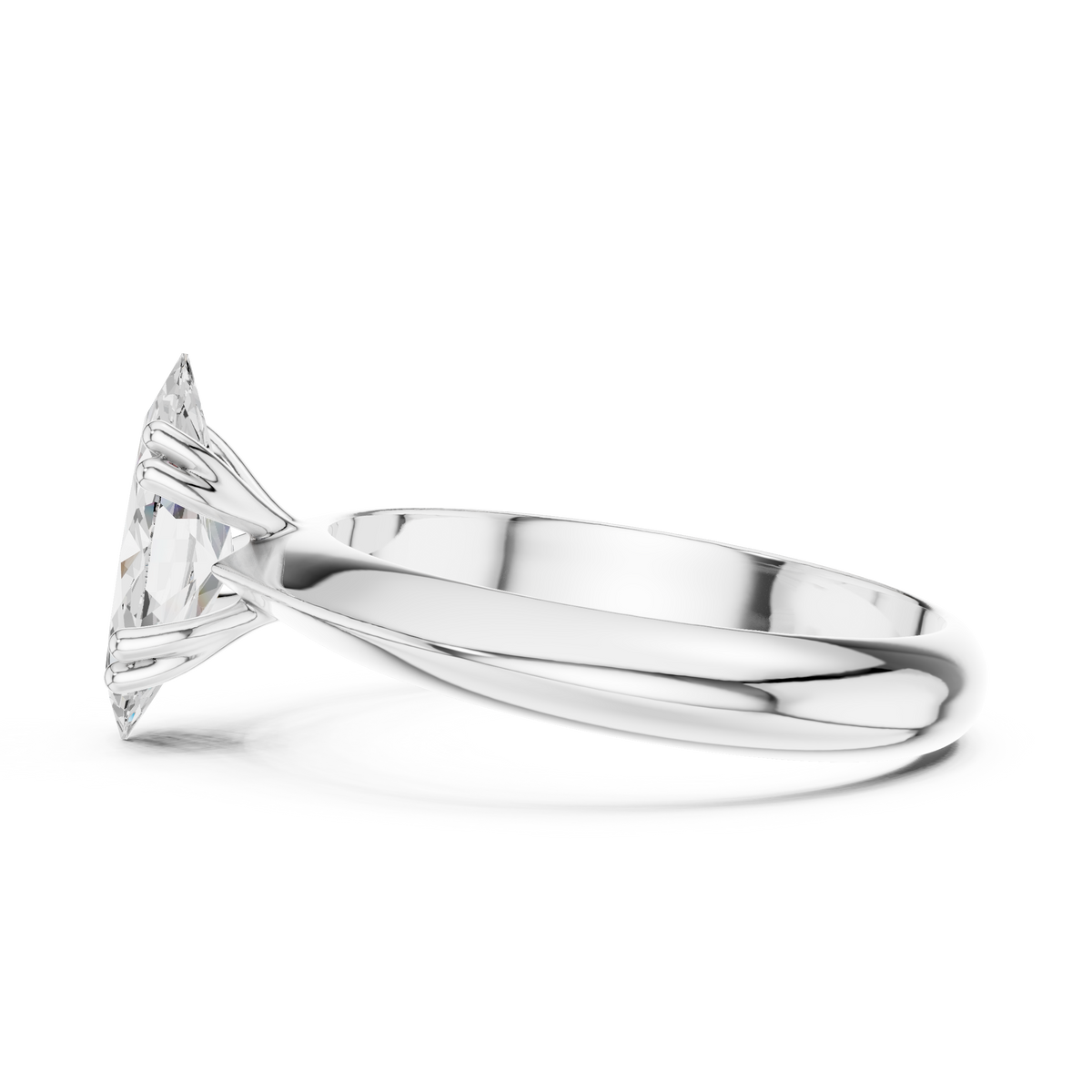 Marquise-Cut Diamond Fine-Band Solitaire Ring in white gold, view 12