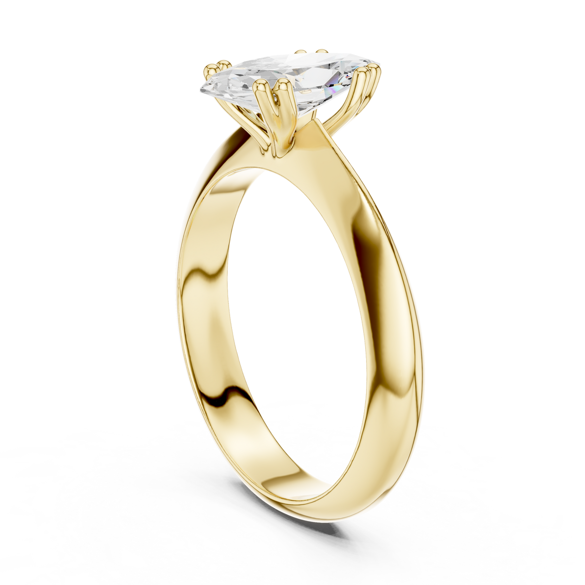 Marquise-Cut Diamond Fine-Band Solitaire Ring in yellow gold, view 14