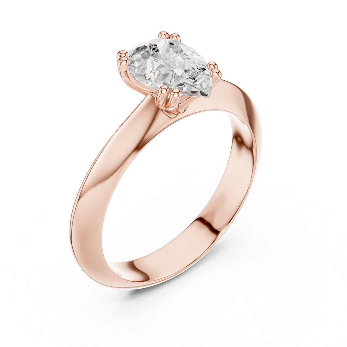 Pear-Cut Diamond Solitaire Ring in rose gold, view 8