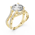 Round Diamond Split-Shank Pavé Engagement Ring in yellow gold, view 1
