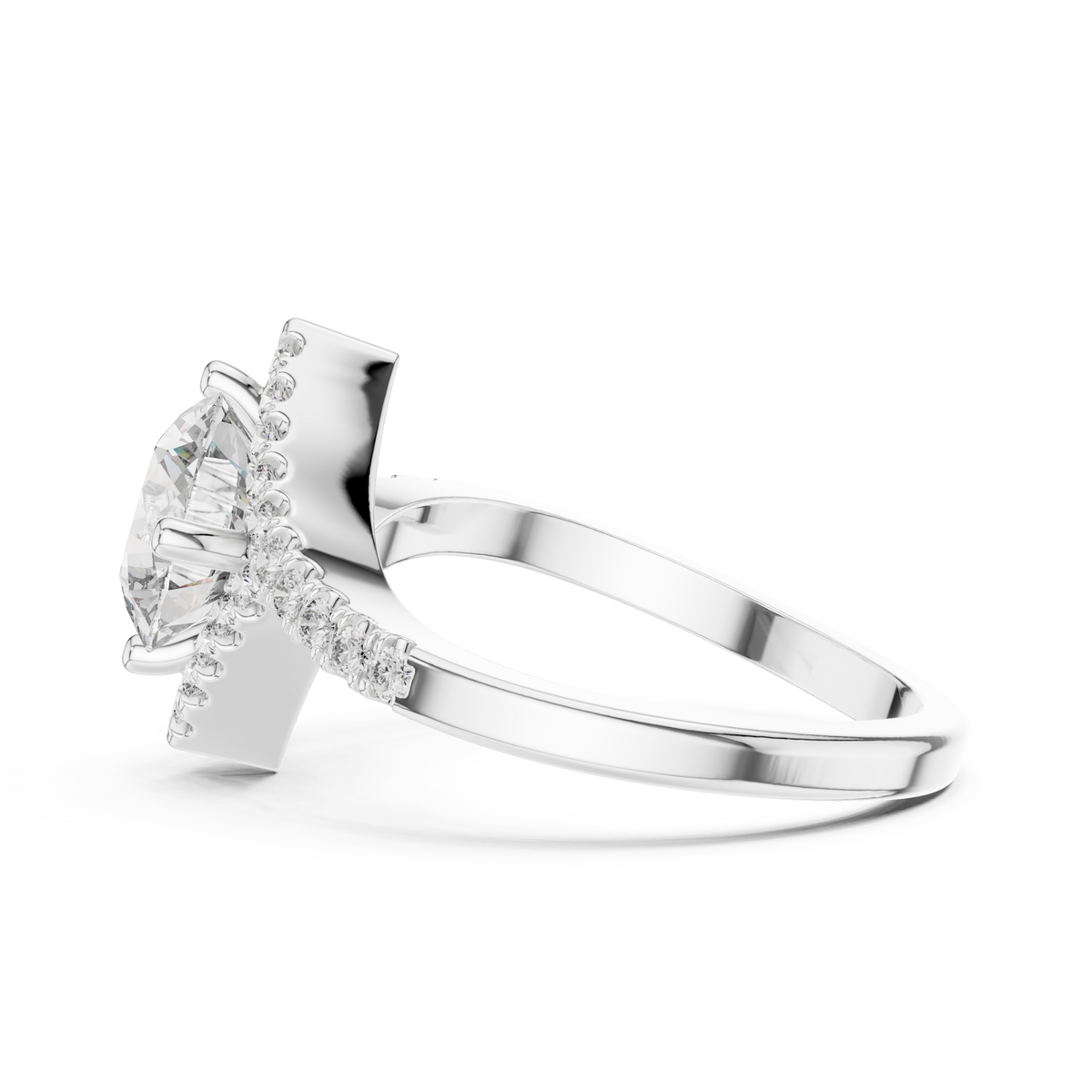 Round Diamond Kite-Halo Engagement Ring in white gold, view 8