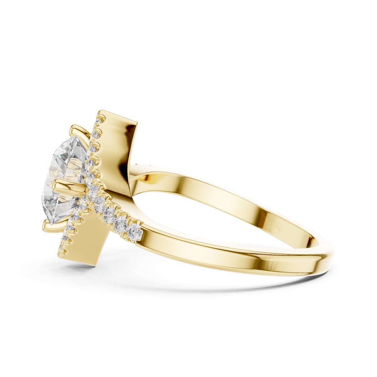 Round Diamond Kite-Halo Engagement Ring in yellow gold, view 11