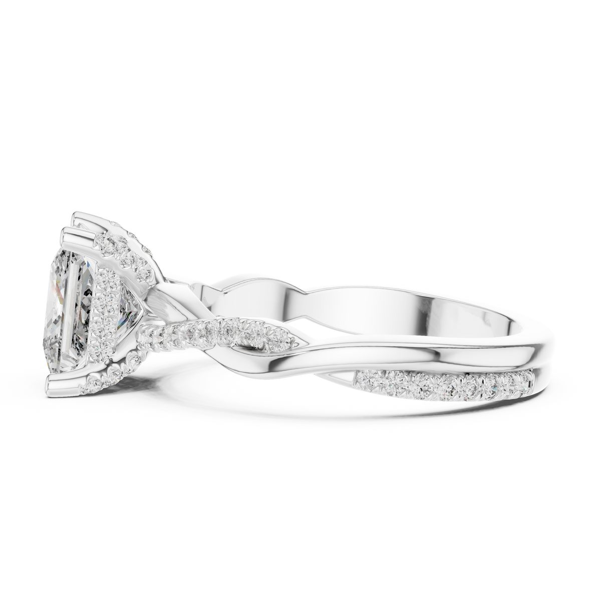 Princess-Cut Diamond Twist-Shank Ring in white gold, view 8