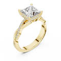 Princess-Cut Diamond Twist-Shank Ring in yellow gold, view 1