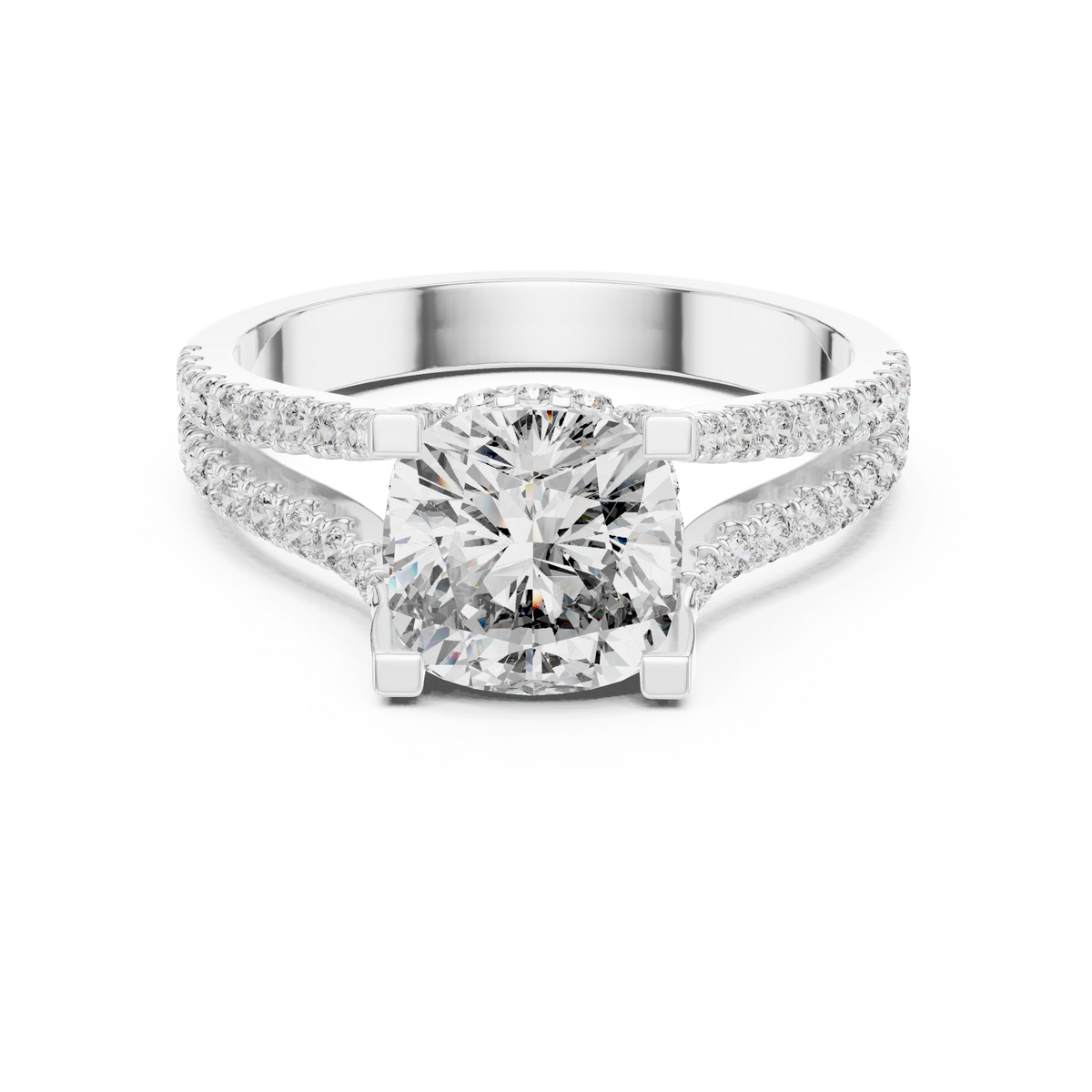 Haloring met kussengeslepen diamant en gesplitste ringscheen in witgoud — aanzicht 9