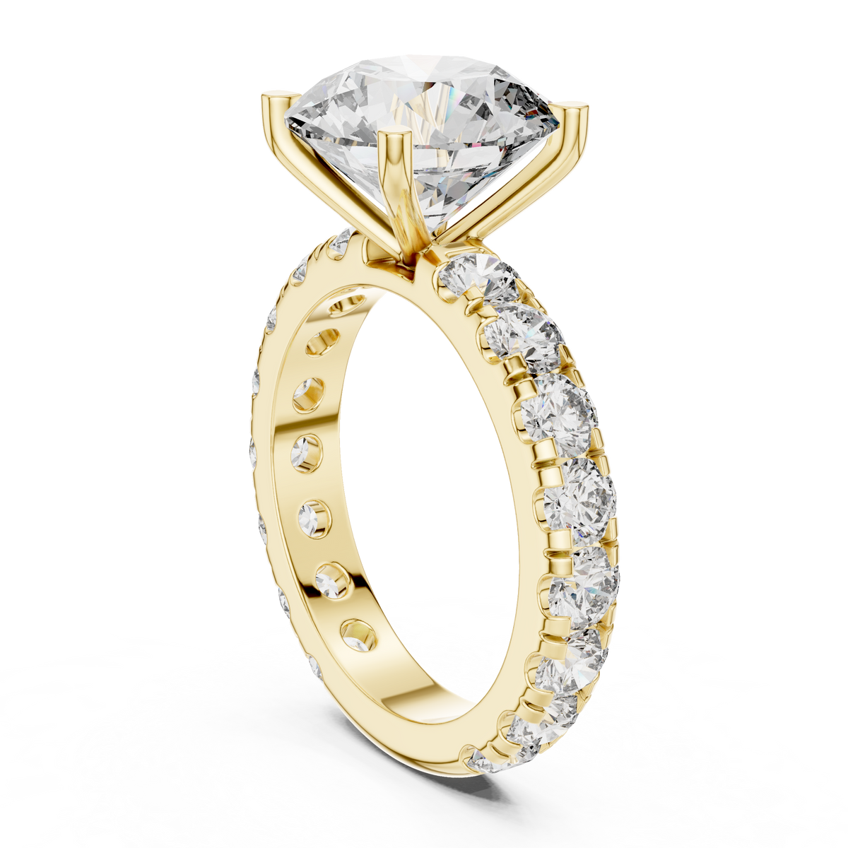 Round Diamond Pavé-Shank Engagement Ring in yellow gold, view 10