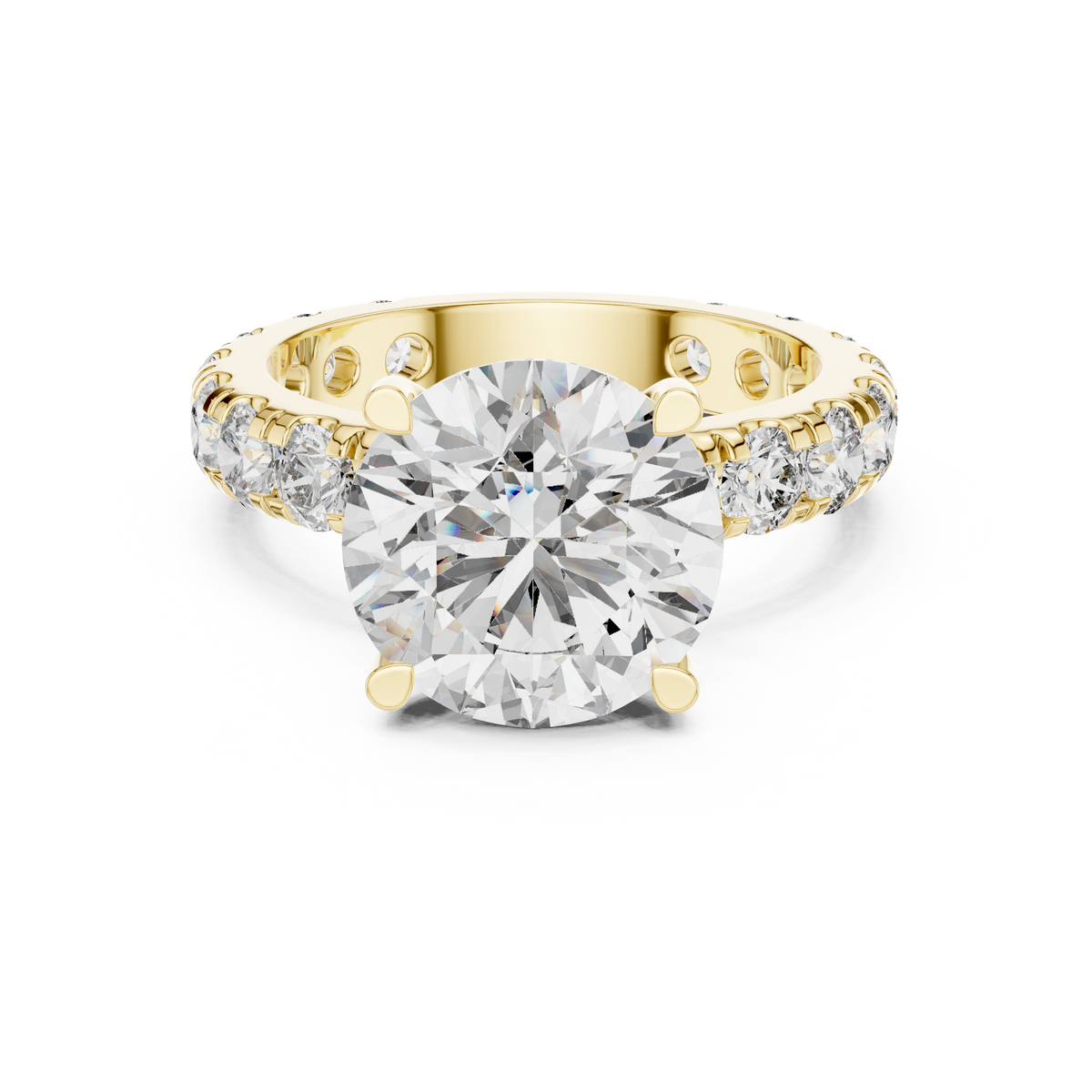 Round Diamond Pavé-Shank Engagement Ring in yellow gold, view 11