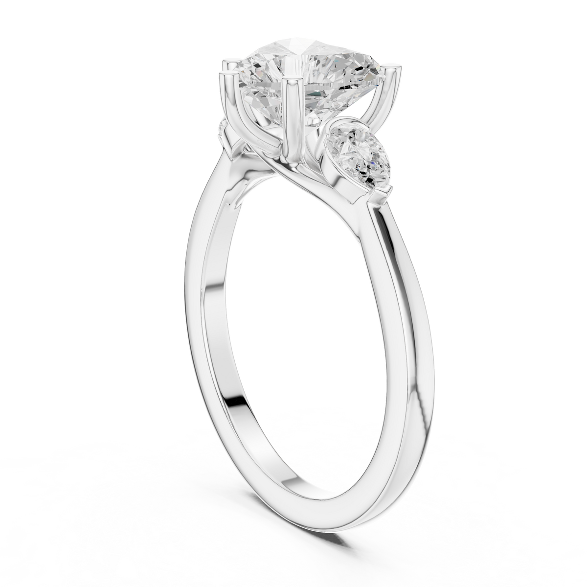 Ring met drie ronde diamanten in witgoud — aanzicht 10