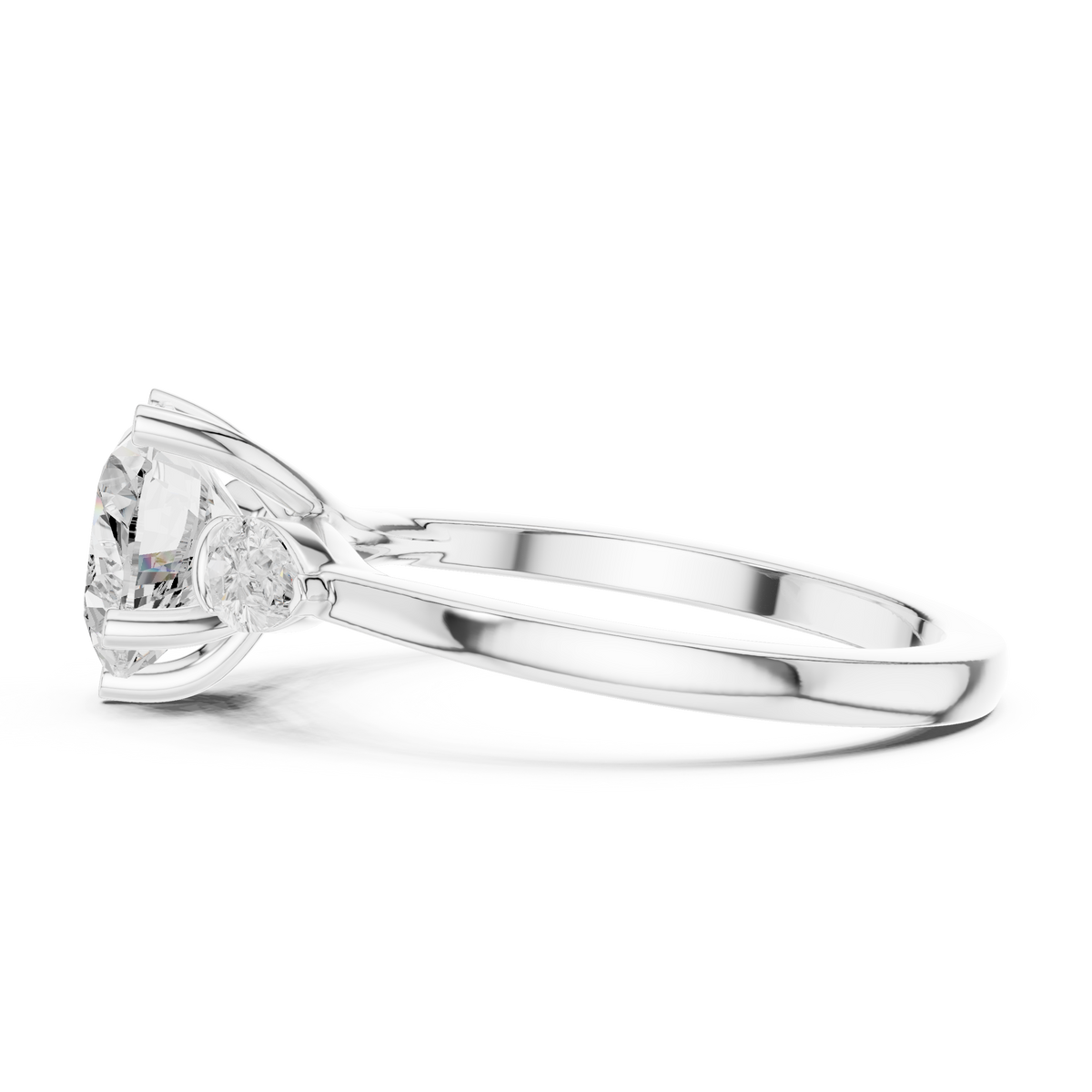 Ring met drie ronde diamanten in witgoud — aanzicht 11