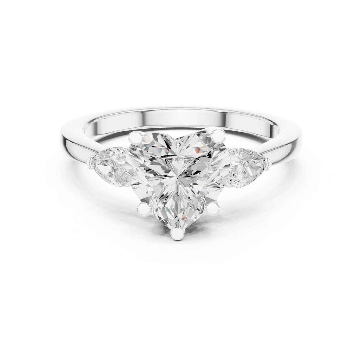 Ring met drie ronde diamanten in witgoud — aanzicht 12