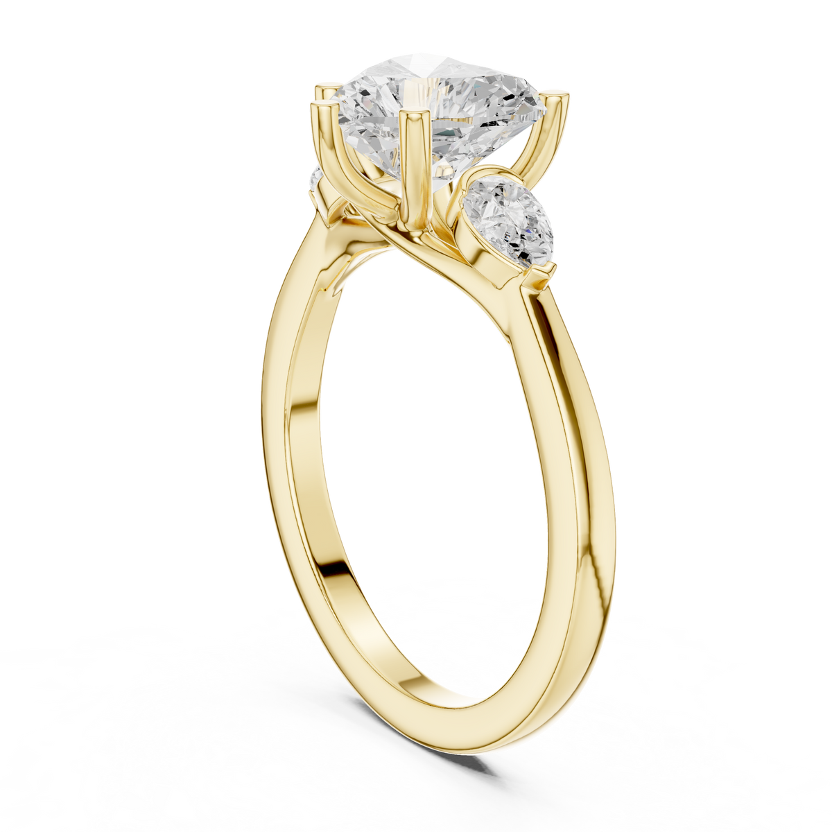 Ring met drie ronde diamanten in geelgoud — aanzicht 13