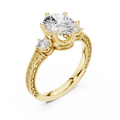 2ct Oval Diamond Pavé-Shank Engagement Ring in yellow gold, view 1