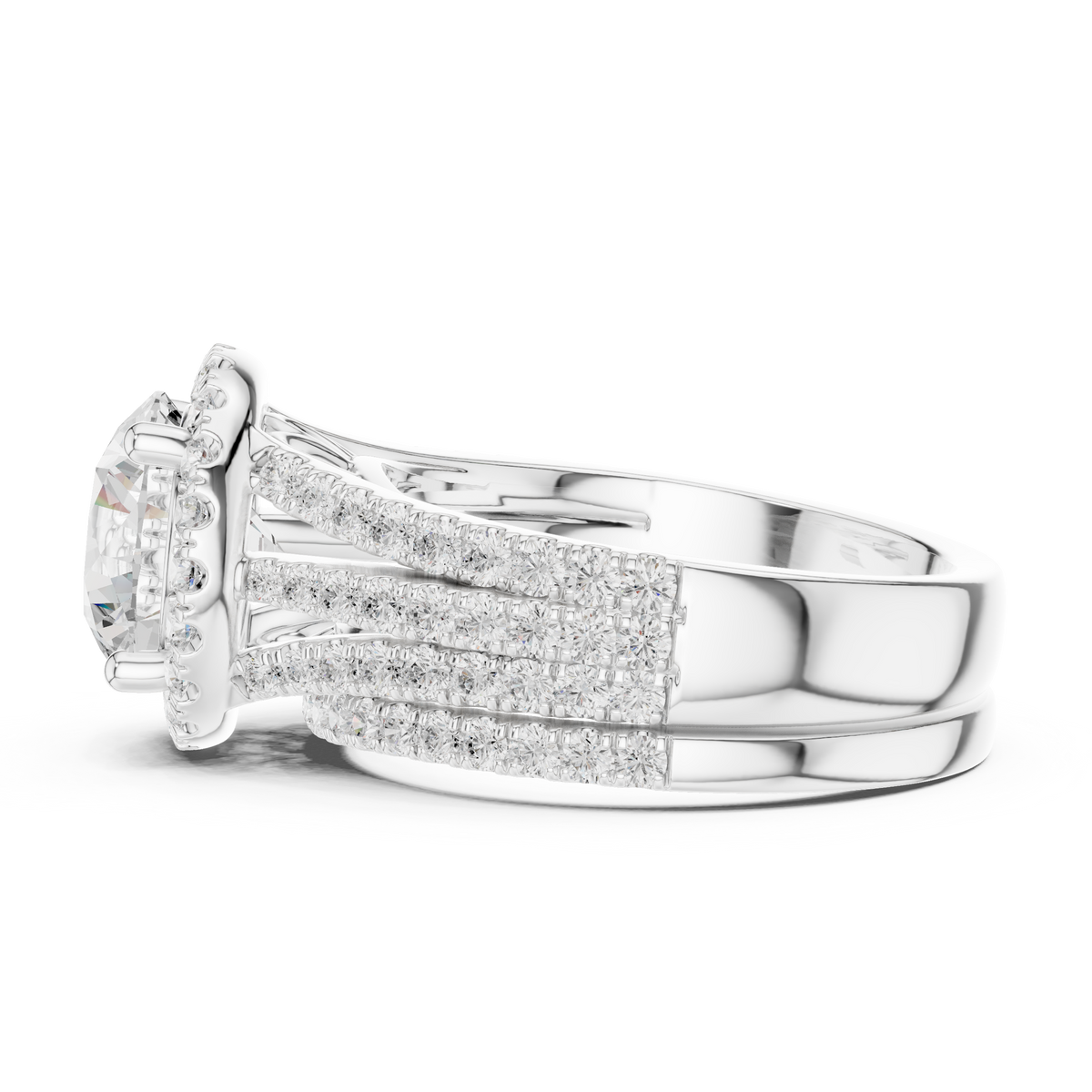 Round Diamond Multi-Row Halo Ring in white gold, view 11
