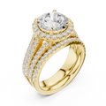 Round Diamond Multi-Row Halo Ring in yellow gold, view 1