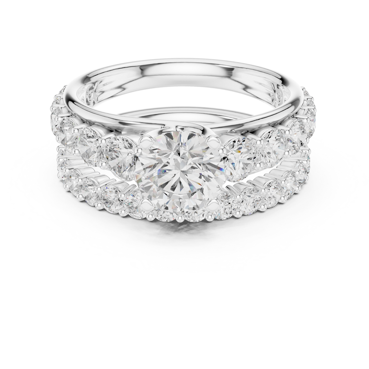 Round Diamond Multi-Band Engagement Ring in white gold, view 12