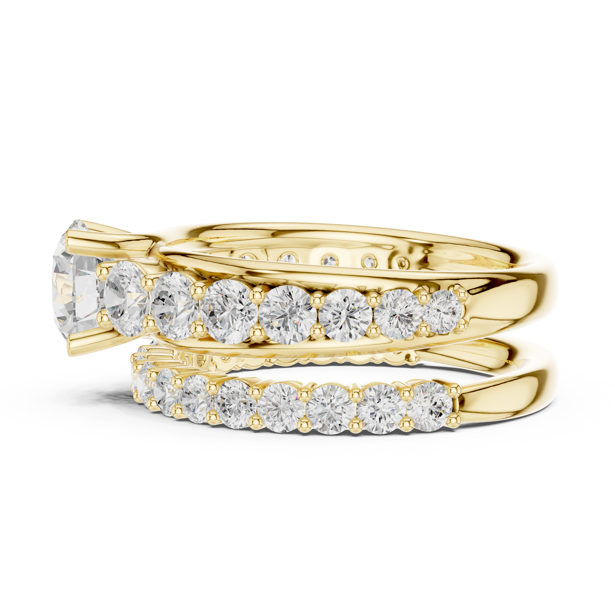 Round Diamond Multi-Band Engagement Ring in yellow gold, view 14