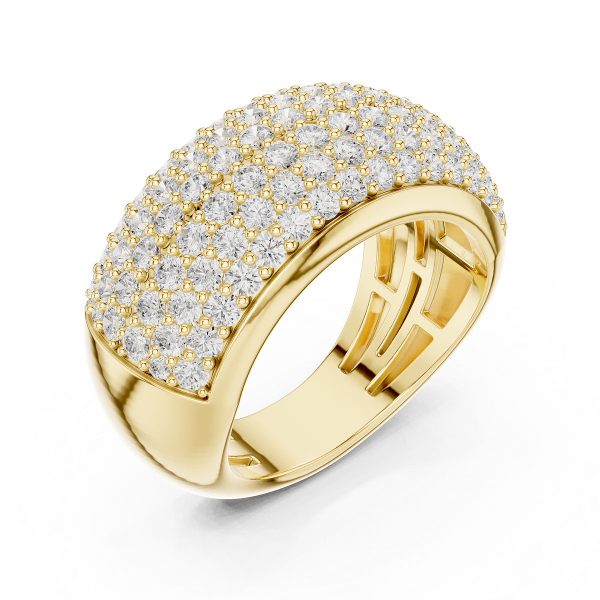 Multi-Row Diamond Pavé Band in yellow gold, view 1