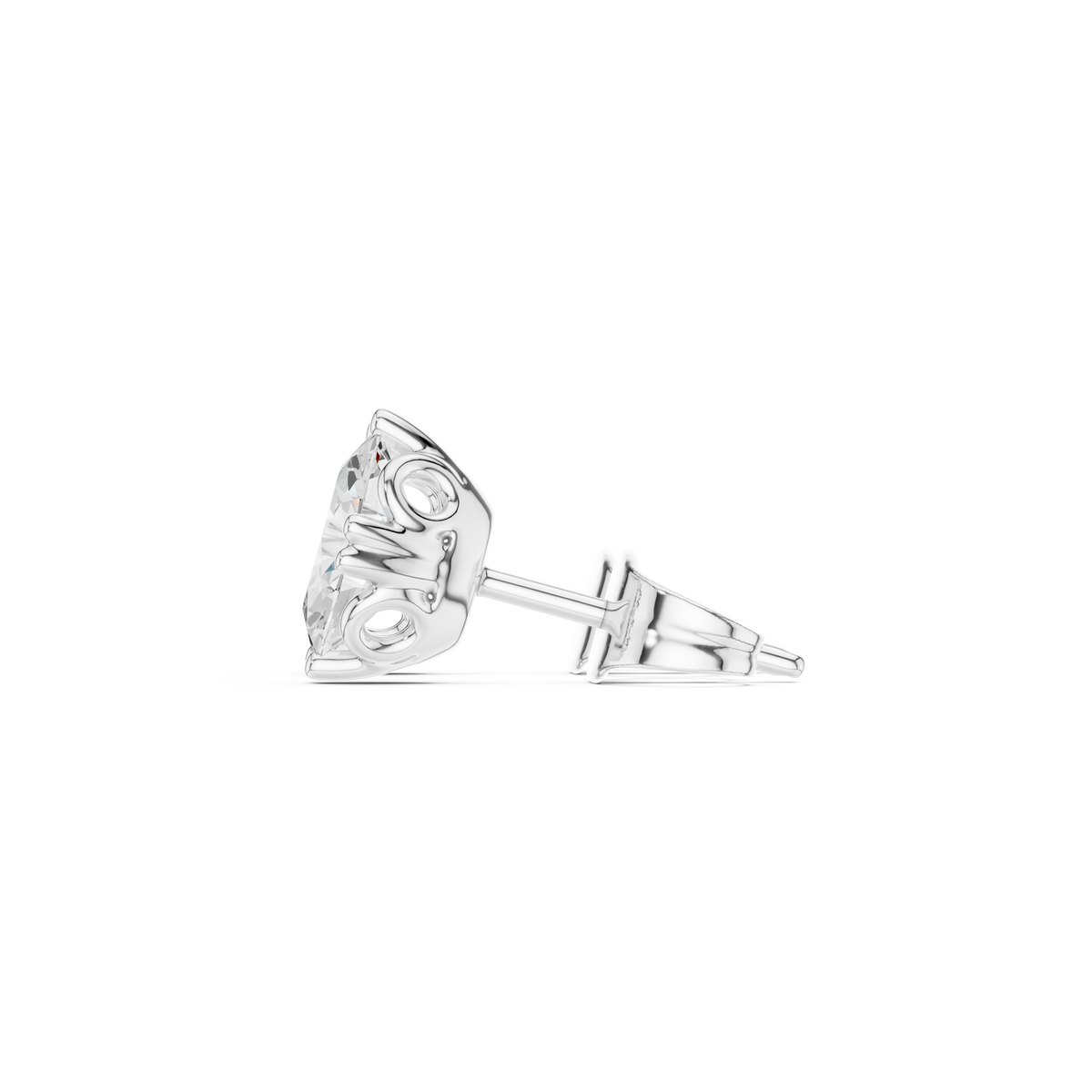 Oval Diamond Solitaire Stud Earrings in white gold, view 10