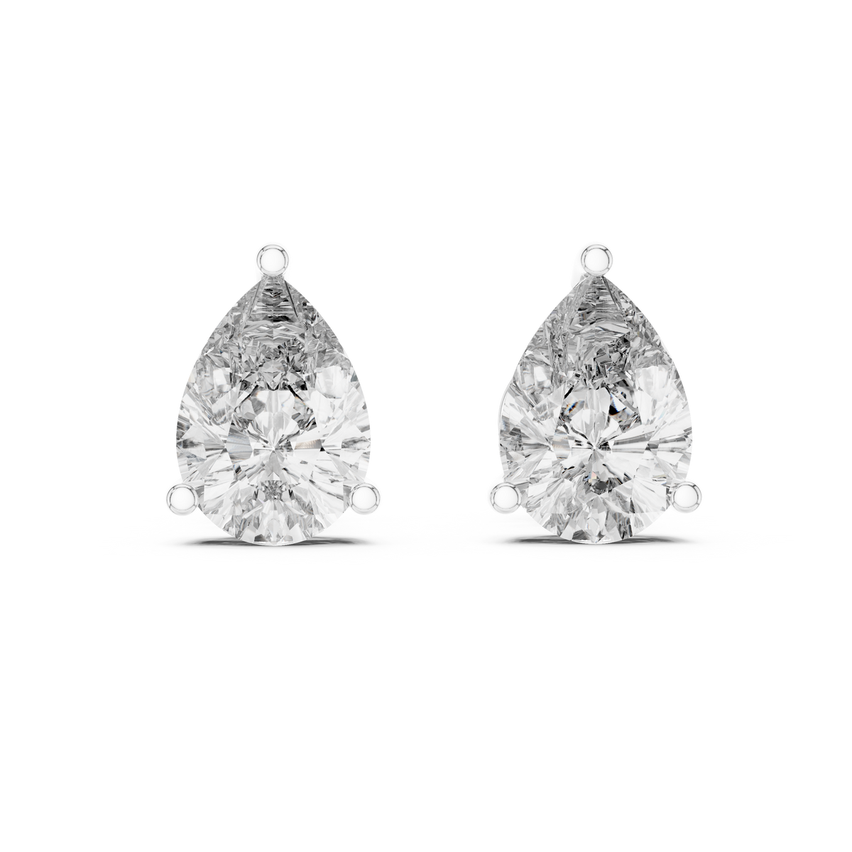 Pear-Cut Diamond Solitaire Stud Earrings in white gold, view 6