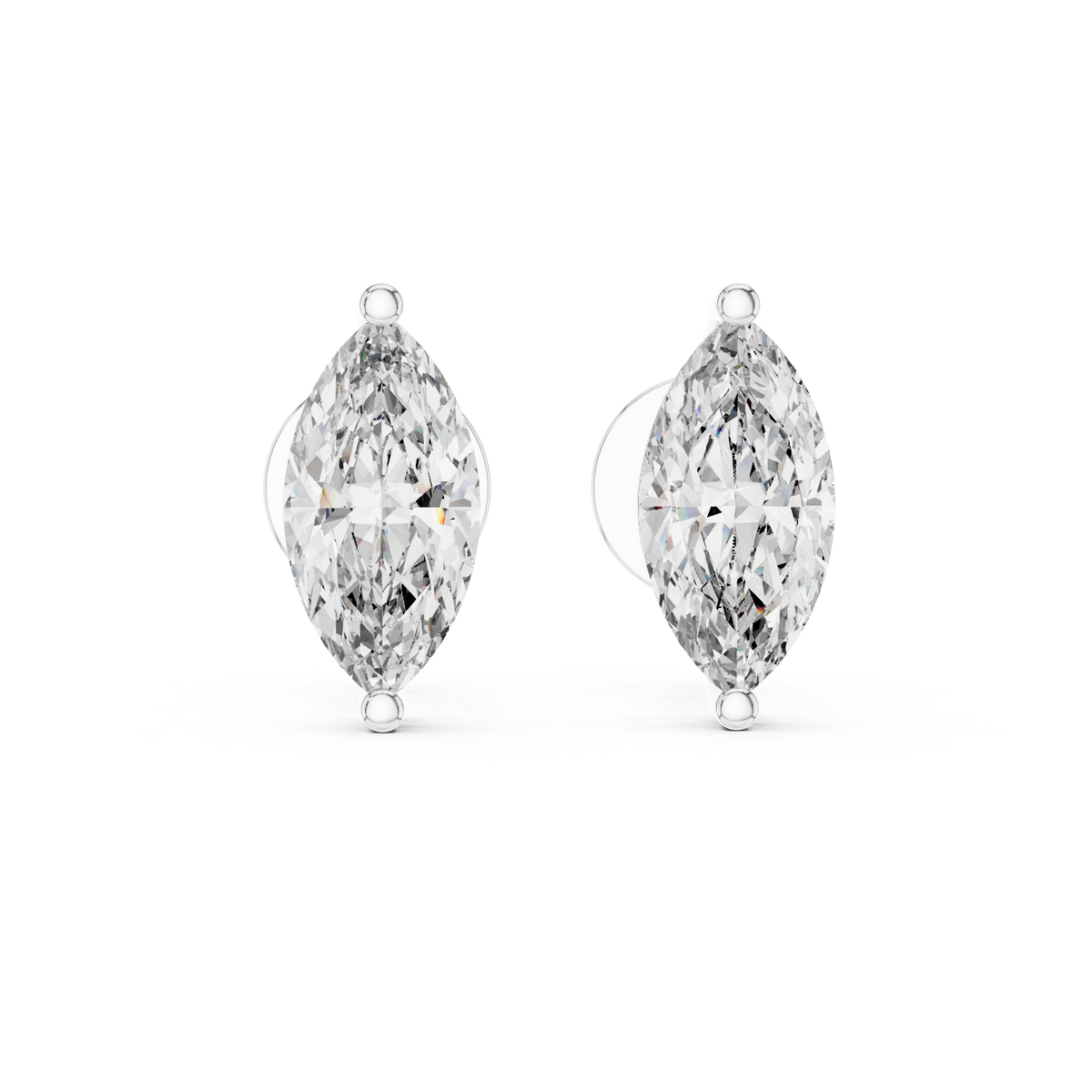Marquise-Cut Diamond Solitaire Stud Earrings in white gold, view 6