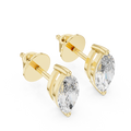 Marquise-Cut Diamond Solitaire Stud Earrings in yellow gold, view 2