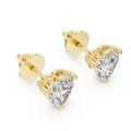 Heart-Cut Diamond Solitaire Stud Earrings in yellow gold, view 1