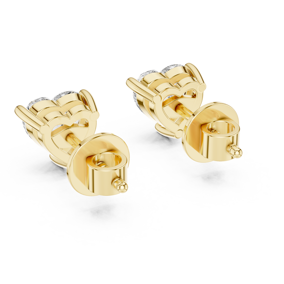 Heart-Cut Diamond Solitaire Stud Earrings in yellow gold, view 6