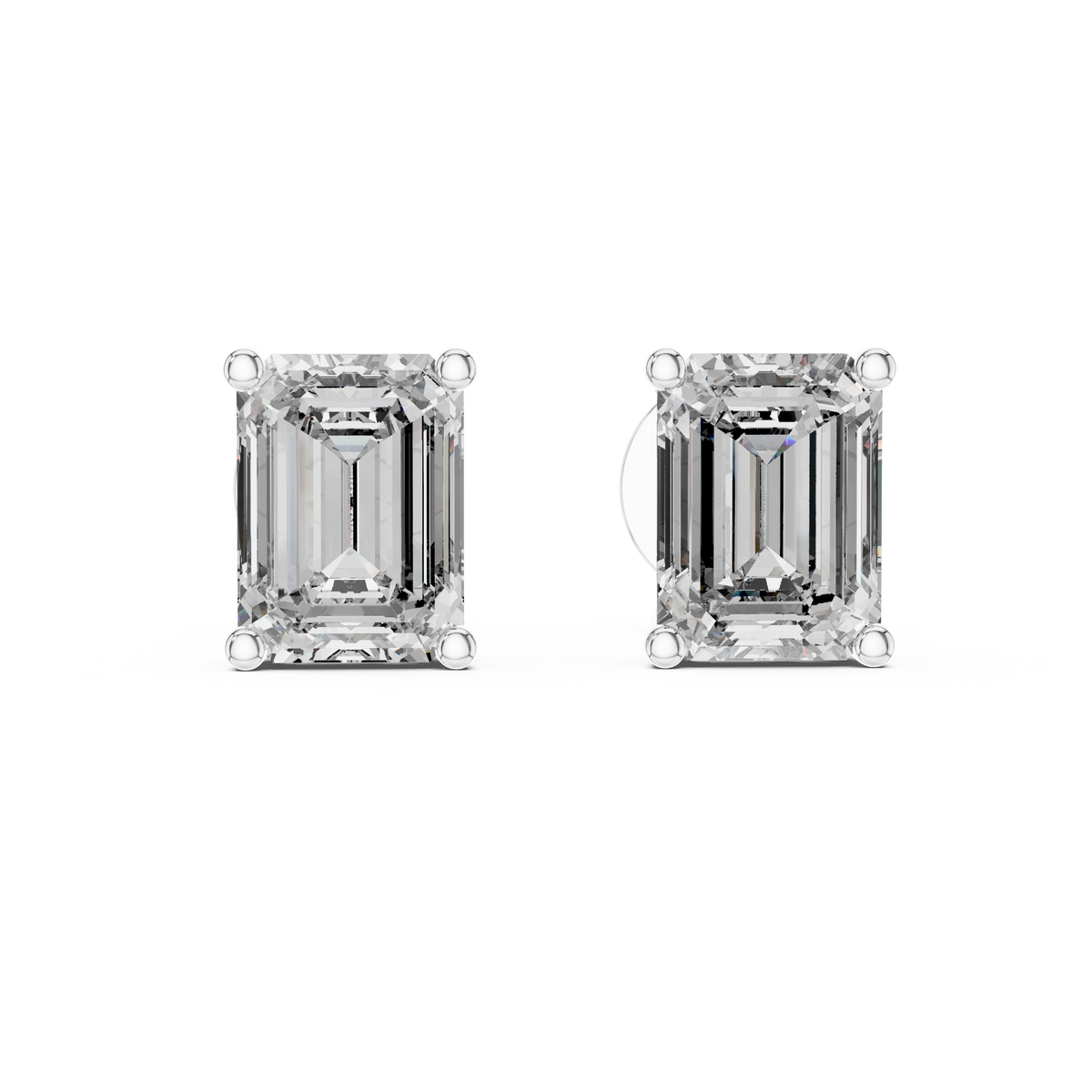 Radiant-Cut Diamond Solitaire Stud Earrings in white gold, view 7
