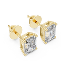 Radiant-Cut Diamond Solitaire Stud Earrings in yellow gold, view 1
