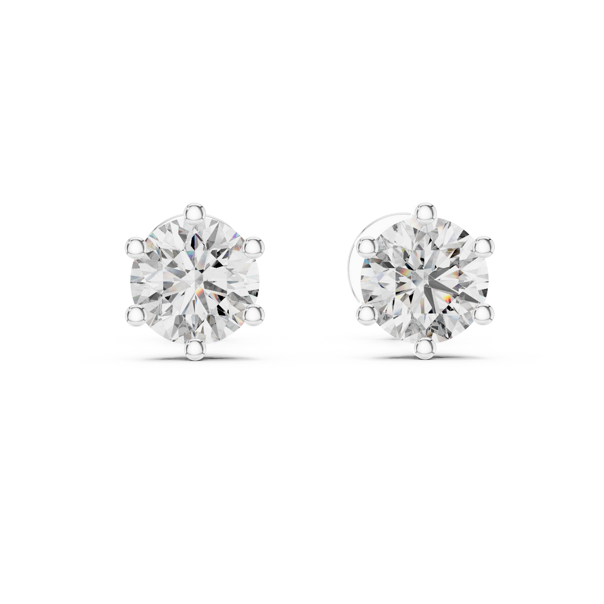 Round Diamond Solitaire Stud Earrings in white gold, view 9
