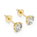 Round Diamond Solitaire Stud Earrings in yellow gold, view 1